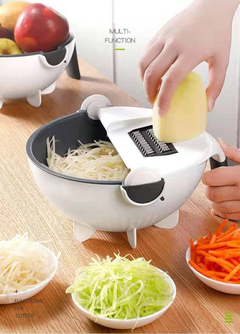 Magic Vegetable Cutter With Drain Basket 9 in 1 Multi-functional Kitchen Veggie Fruit Shredder Grater Slicer
