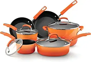 Rachael Ray 12-Piece Cucina Nonstick Pots and Pans Set, Cookware Set, Agave Blue