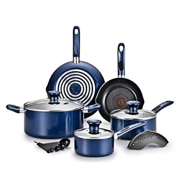 T-Fal 14 Pc. Initiatives Ceramic Toxic Free Cookware Set in Blue