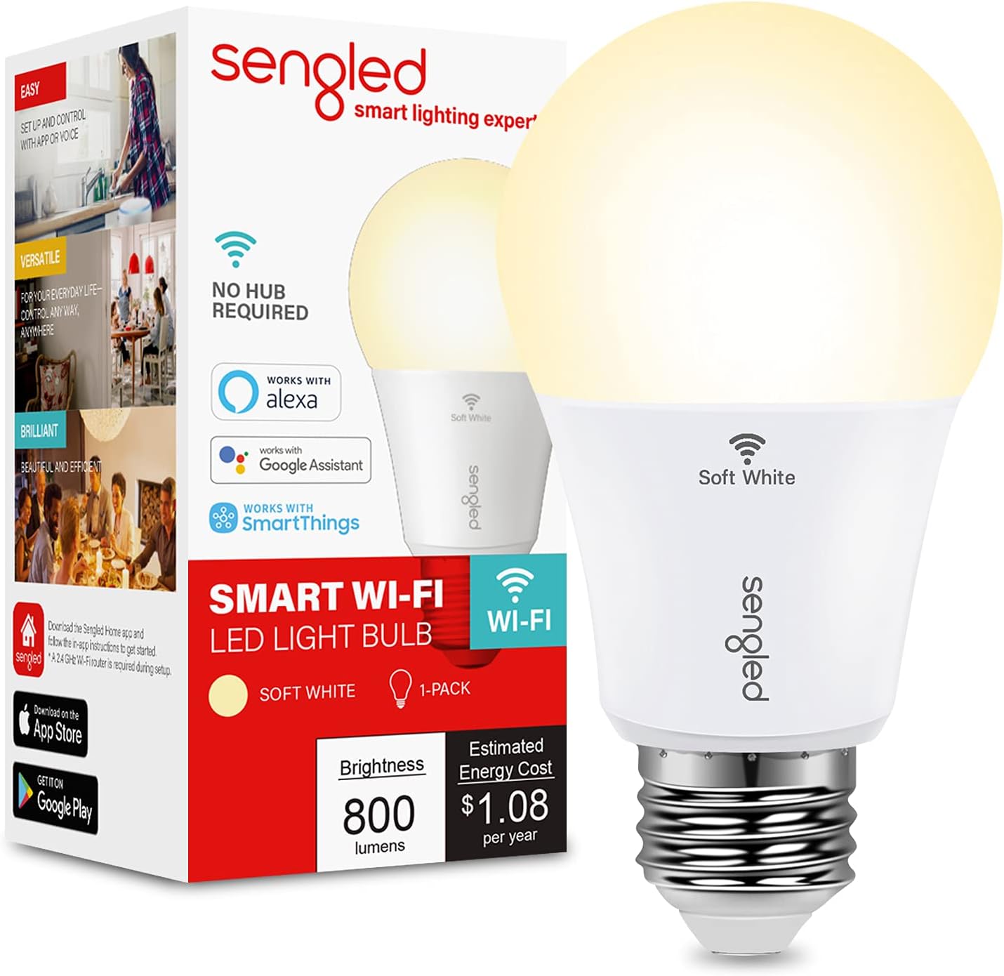 Sengled Alexa Light Bulb, WiFi Light Bulbs No Hub Required, Smart Bulbs that Work with Alexa